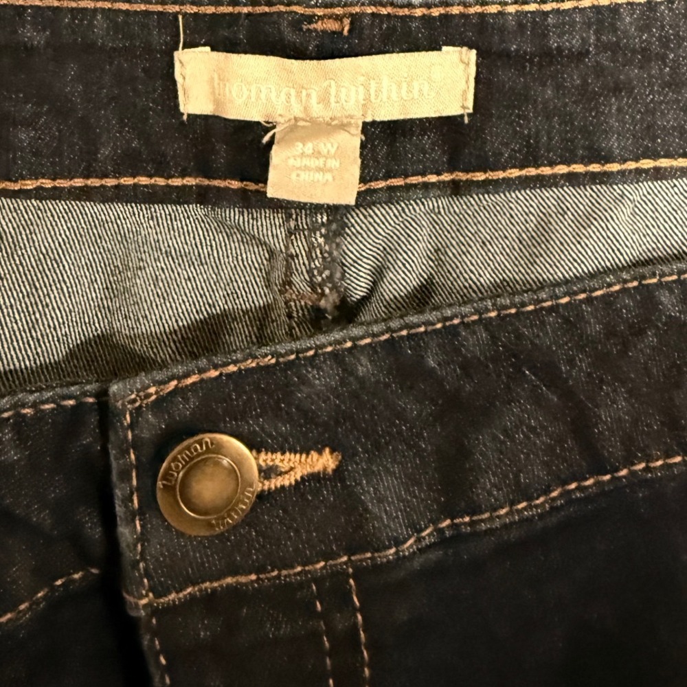 Woman Within Womens Plus Size 34W Dark Wash Denim Capri Jeans Cropped Pants - Picture 4 of 4